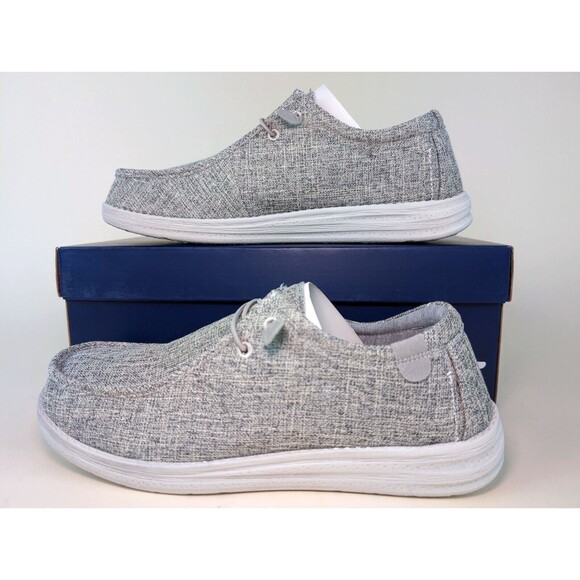 Dockers Shoes Mens 8.5 M Farley Oxfords Loafer Cement Grey Canvas Lace Up NEW - Picture 2 of 10